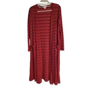 Women's Lularoe Lightweight Maroon Stripe Open Long Cardigan | Size Small